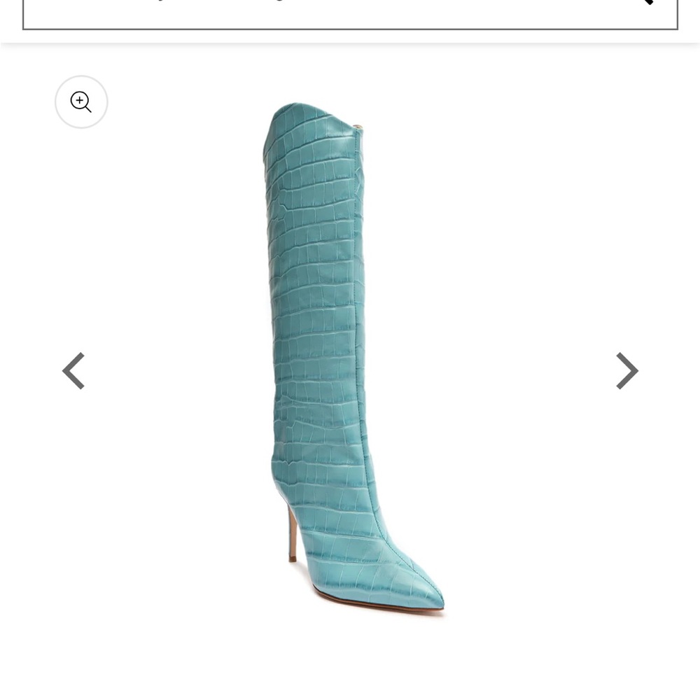 Brand new Schutz Maryana Crocodile-Embossed Leather Boot size 6.5 in color sea
